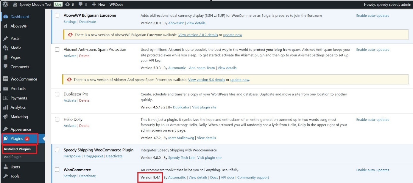Speedy WordPress WooCommerce Plugin Documentation